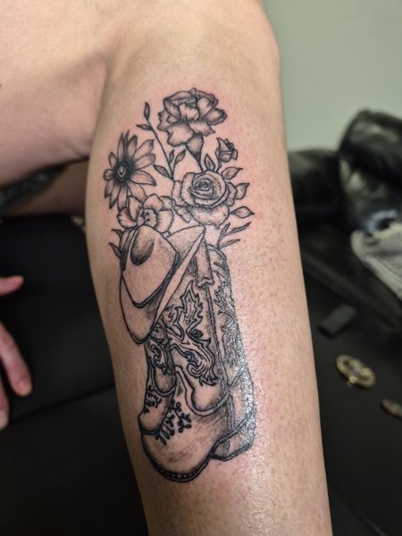 Floral skull tattoo