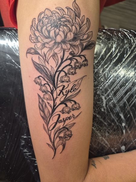 Floral family piece tattoo